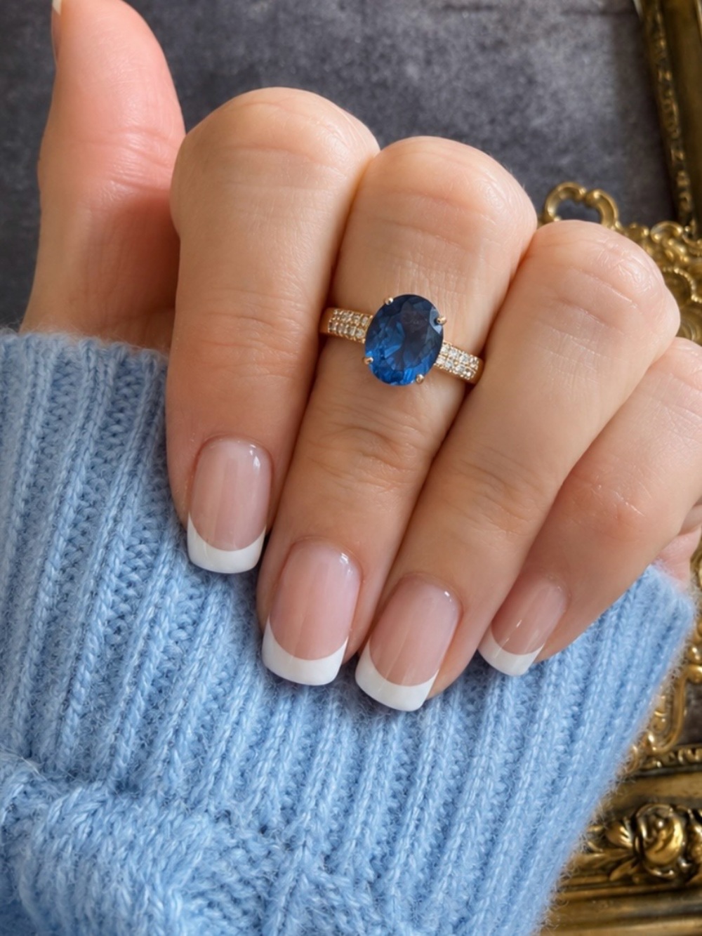 MACY’S • Blue Tanzanite Gold Band Crystal Accents Ring - Picture 15 of 15